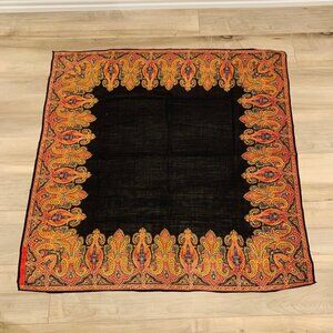 PERRY ELLIS Black Baroque Pattern Wool Square Scarf